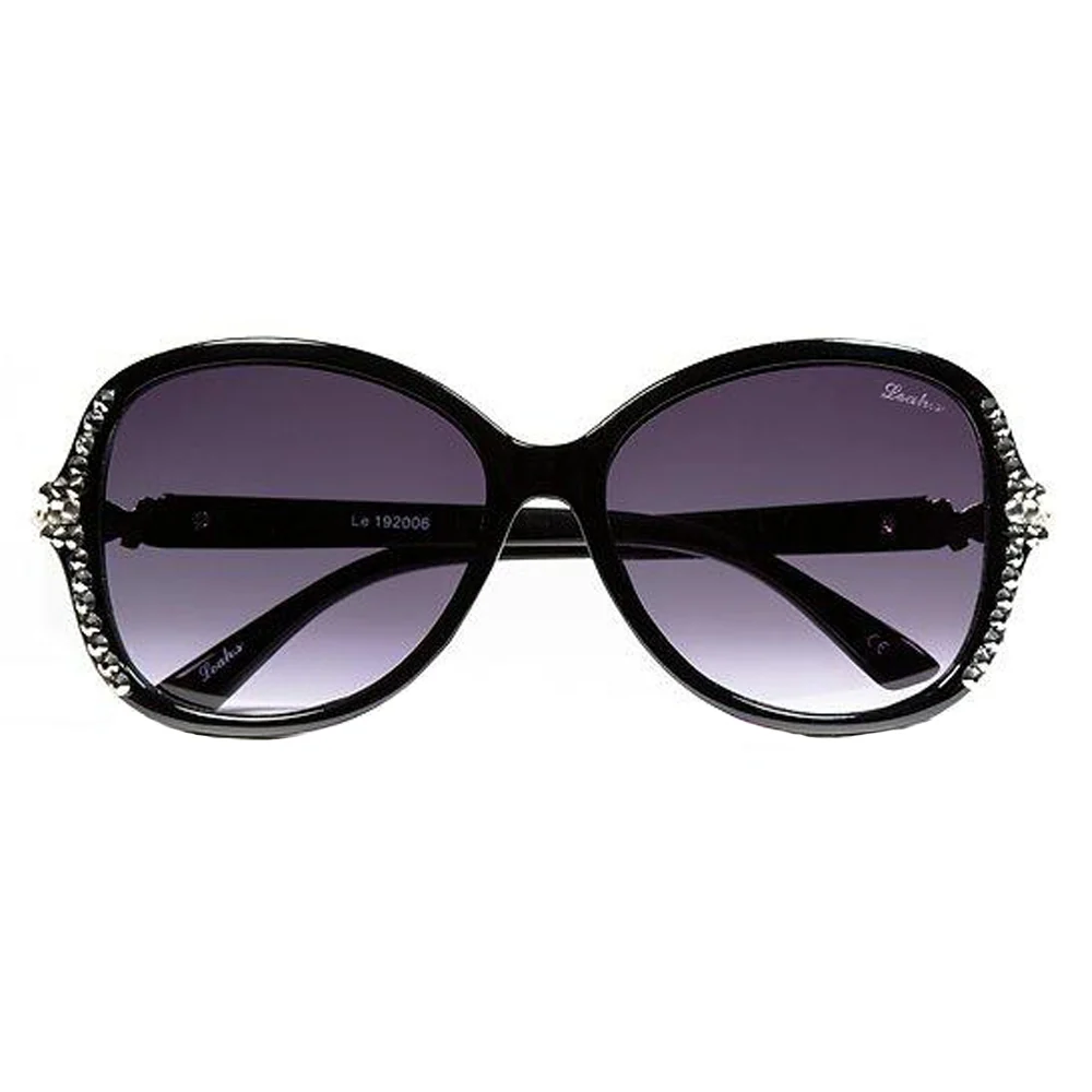 Leah S Grey Crystal Gold-Arm Sunglasses (LE192006 BL-G)