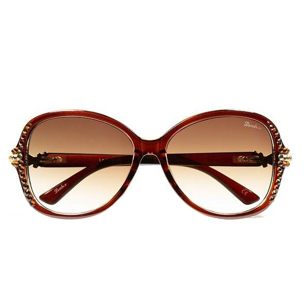 Leah S Brown Crystal Gold-Arm Sunglasses (LE192006 BR-B)