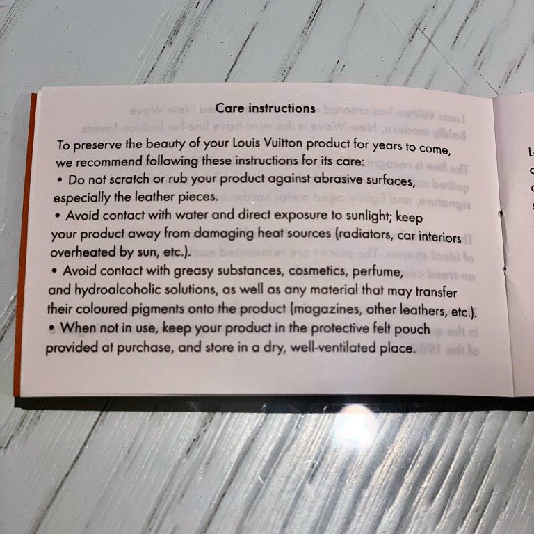 LV New wave camera bag care booklet