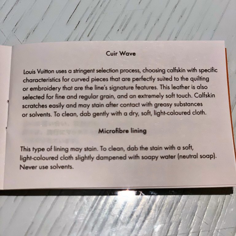 LV New Wave camera bag care booklet page 2