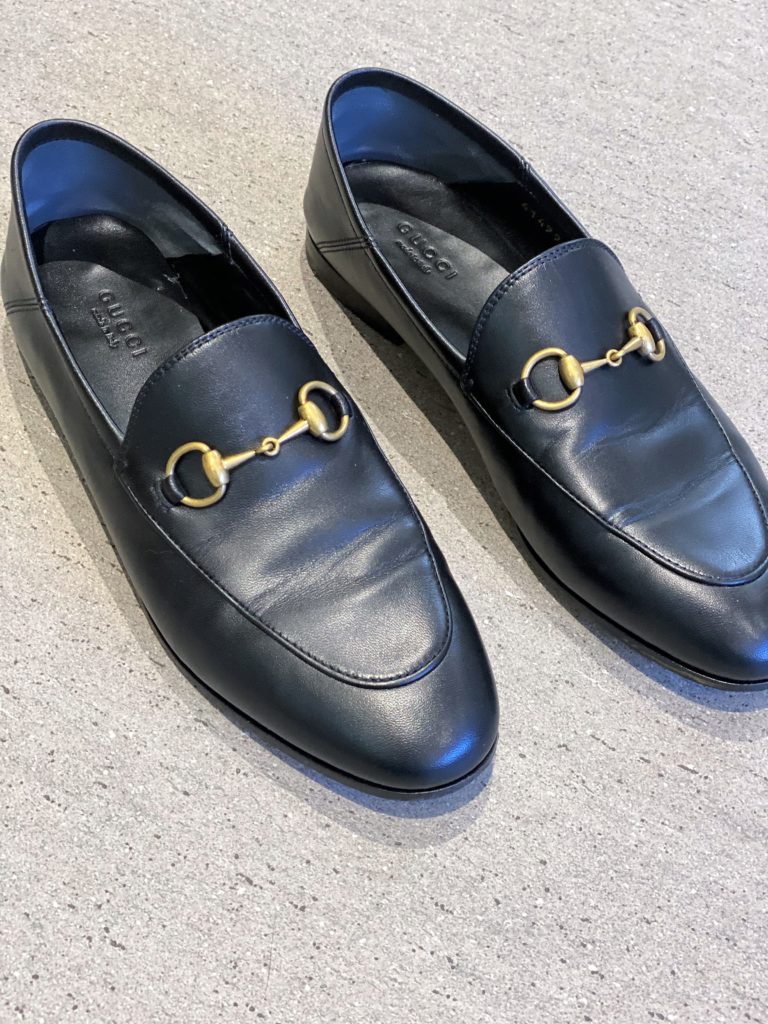 A pair of Gucci moccasins used once