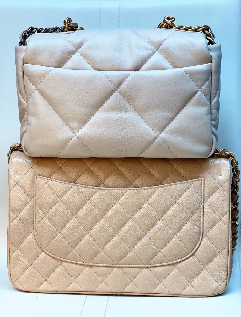 Chanel Classic and Chanel 19 back comparison