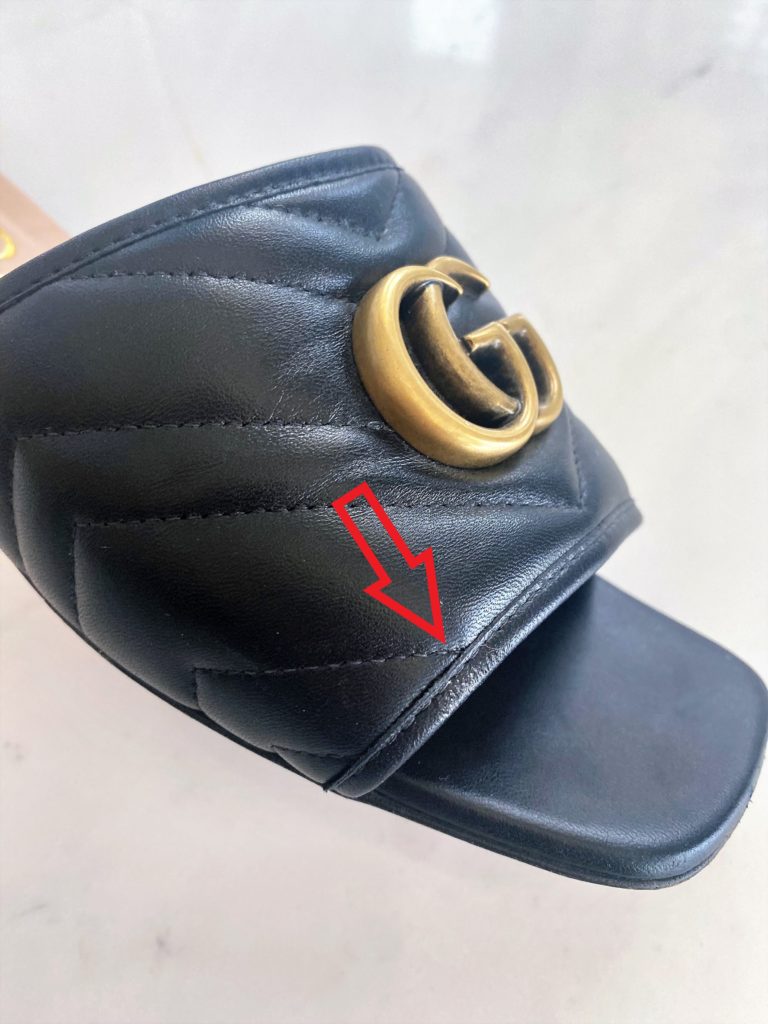 Image showing deterioration of leather in slip-on shoes due to wear